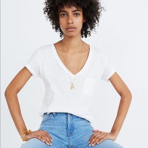 Madewell whisper cotton v neck t shirt (white XS)